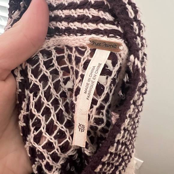 Free People Snow Day Tunic Waffle Knit Crochet Top XS - Picture 11 of 12